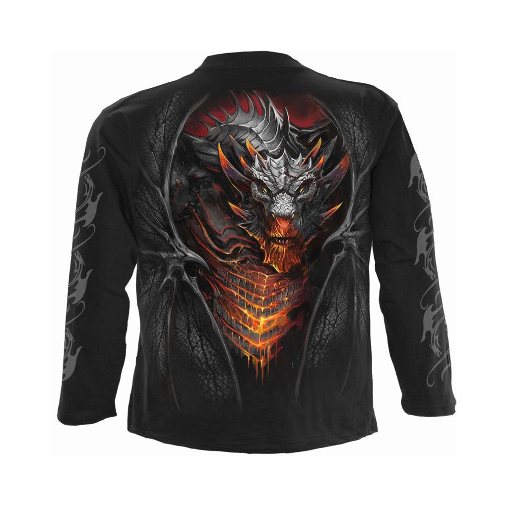 Spiral Direct Unisex dla Dorosłych Koszulka z Długim Rękawem z Nadrukiem Draconis na Plecach i Rękawach