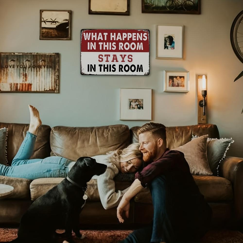 1pc Metal "What Happens In This Room Stays In This Room" Sign Ideal Man Cave Wall Decor for Men and Vintage Dorm Door Accent