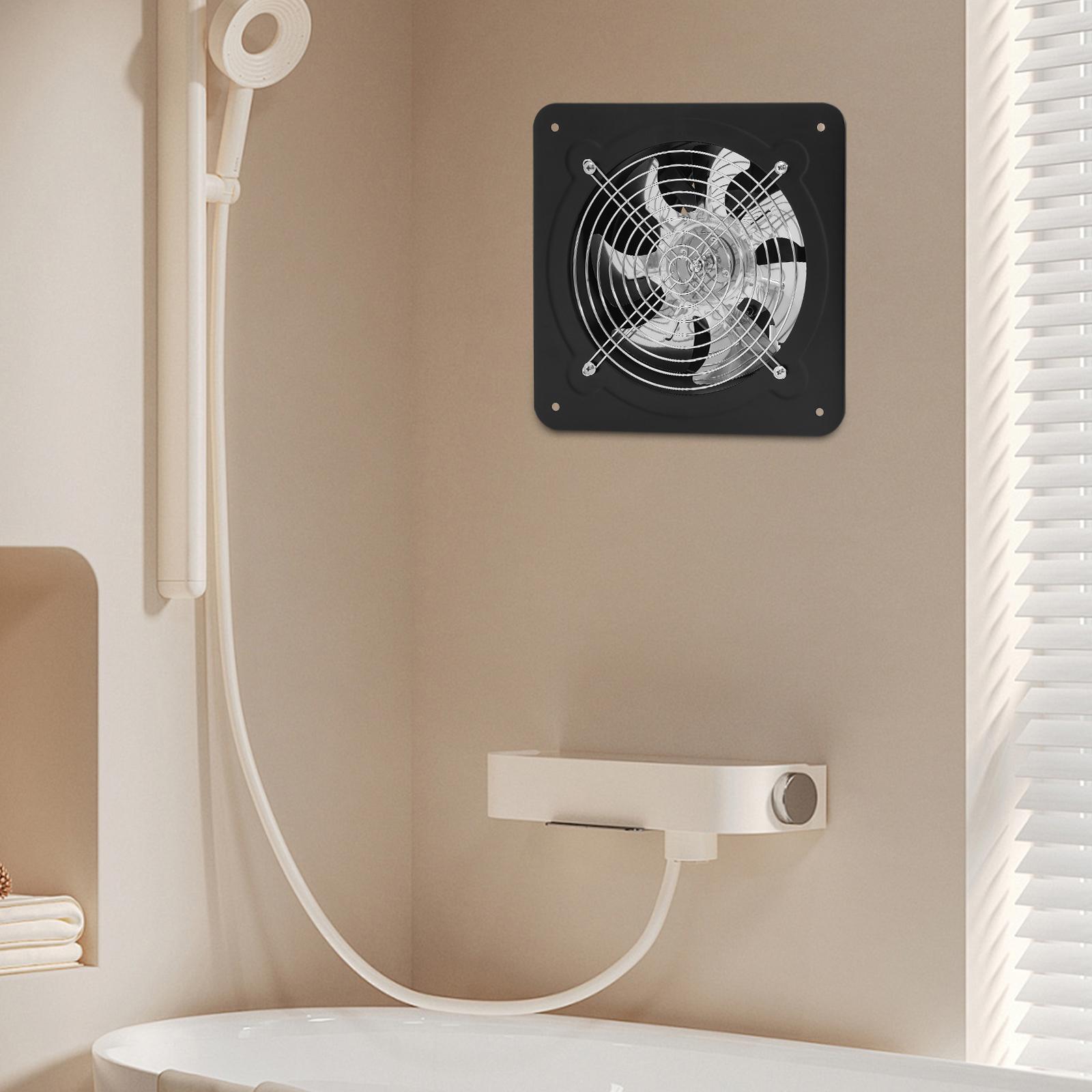 8 Inch Exhaust Fan, High Speed 2600RPM Ventilation Fan, 110V 80W Wall Mounted Black Exhaust Fan with US Plug, for 215 sq ft Room nero