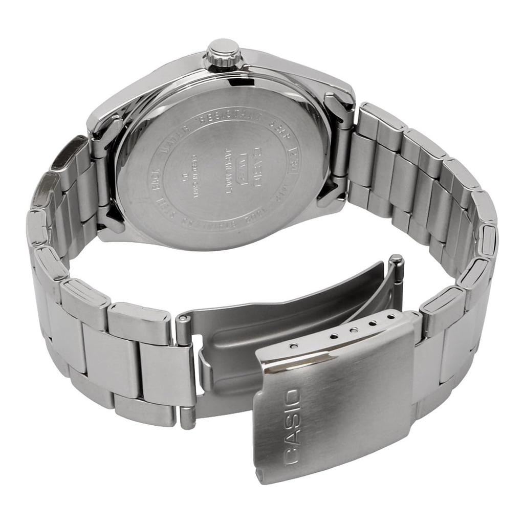 Casio MTP-1302DS-1AV Analog Quartz Men's Watch Metal Band Silver Black Mother of Pearl Dial