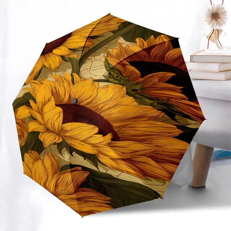 1pc Sunflower Garden Umbrella with Plastic Handle,Compact & Stylish,Cartoon Pattern,Outdoor UmbrellaPT589