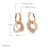 New Trendy  Rose Gold Hoop Earrings For Women Natural Zircon Geometry Pendant Vintage Bride Wedding Daily Jewelry