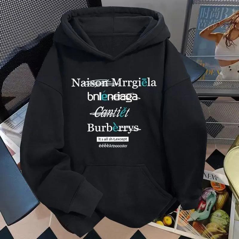 

Letter print 2025 Autumn/Winter fleece ins fashionable and cool outfits, hooded sweatshirts for men and women, couple outfits 3XL