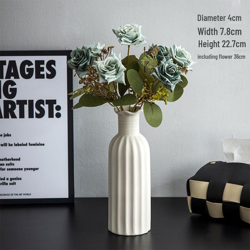 Modern Nordic White Ceramic Vase - Light Luxury Ins Style for Home Decoration and Flower Arrangement