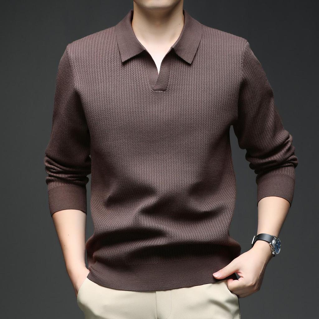 Men's V-Neck Knit Sweater - Autumn/Winter Korean Style, Youthful, Comfortable, Loose Fit Polo Top