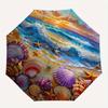 1pc Seashells and Starfish Beach SceneUmbrella with Plastic Handle,Suitable for All Seasons Home Travel Outdoor UmbrellaB1726