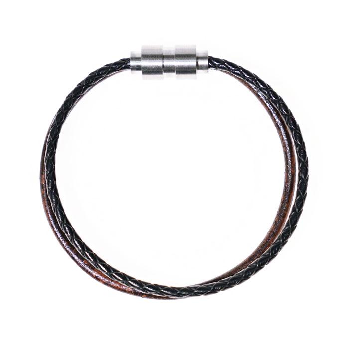 Jbans Classic Slim Double Line Leather Bracelet (C1902-Ac568Br)