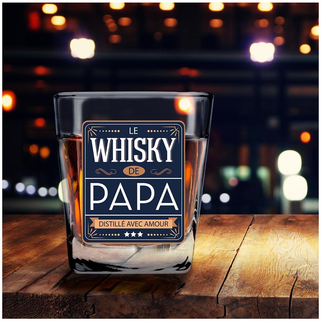 Les Trésors De Lily [A2085] - Blue 'Le Whiskey De Papa' Whiskey Glass - 85x55 Mm