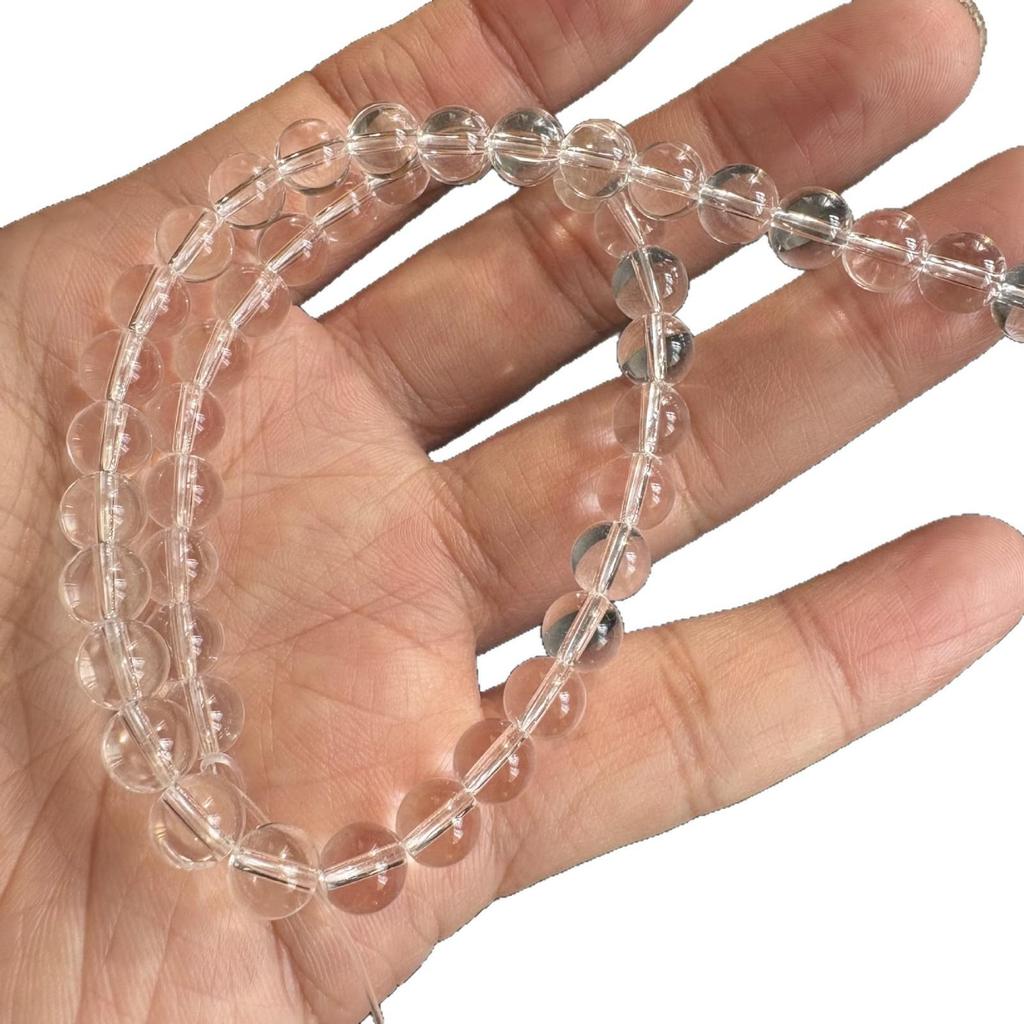 Clear White Glass Beads: High Transparency Round Handmade Beads for DIY Bracelet & Necklace Crafting