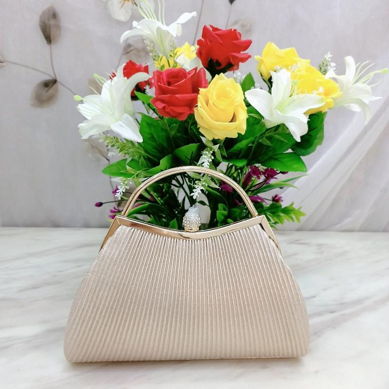 New wrinkled handbag women s dinner party diamond-encrusted dress bag princess bag celebrity cheongsam banquet bag KTV bag абрикосовый