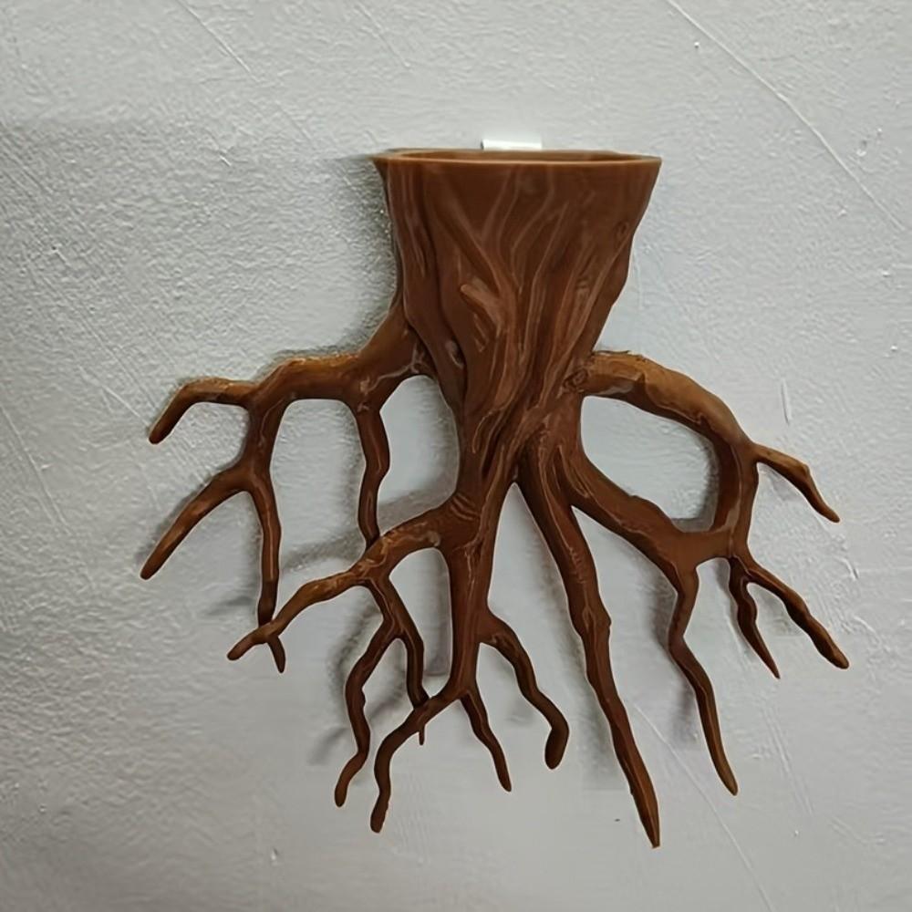 Decorative Hanging Flower Pot Tree Root Shape Plant Container Wall Decoration  Office Decor