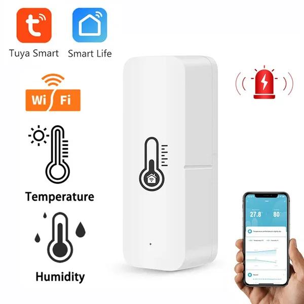 

Tuya Smart Life WiFi датчик температуры и влажности Bluetooth + WIFI двойной режим удаленный монитор сигнализация для домашнего офиса в помещении белый