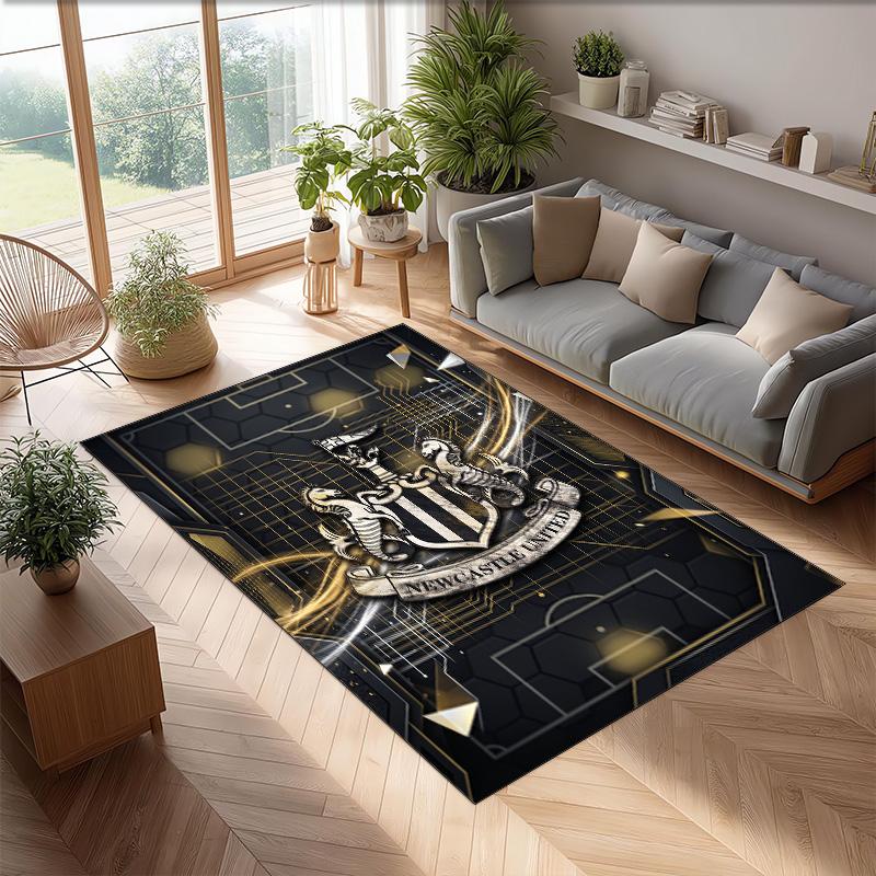Tappeto in Velluto di Cristallo con Stampa di Calcio del Newcastle United, Comodo Assorbente d'Acqua Antiscivolo Tappeto per Pavimento Interno