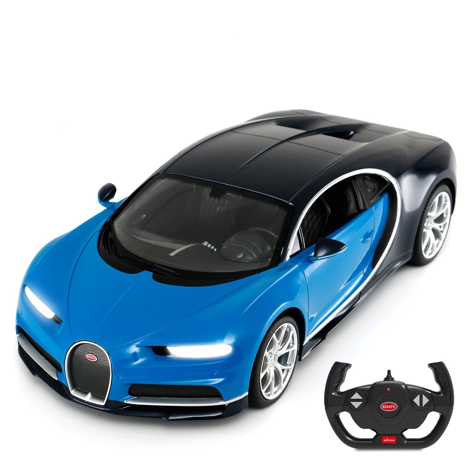 

RASTAR 114 Scale Bugatti Chiron RC Model Car with LED Lights, Blue, 32.415.68.9 cm