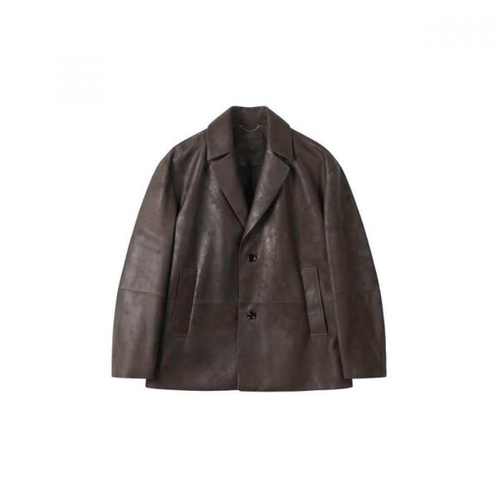 Customellow Brown Vegetable Leather Jacket Cwjaa25511brx
