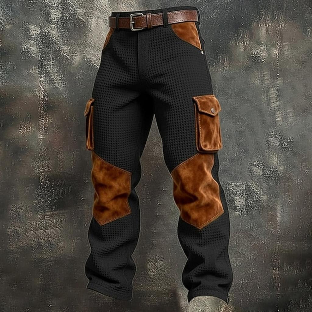 Men's Casual Retro Multi-pocket Cargo Pants And Men's Color-block Trousers