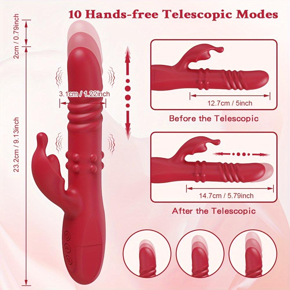 Powerful Rabbit Vibrator For Women G Spot Telescopic Rotating Clitoris Vagina Stimulator Female Masturbator For Adult Sexy Toys