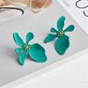 Pinkdudu Exaggerated White Flower Stud Earrings Green White Flower Stud Earrings Simple Casual Jewelry OG091