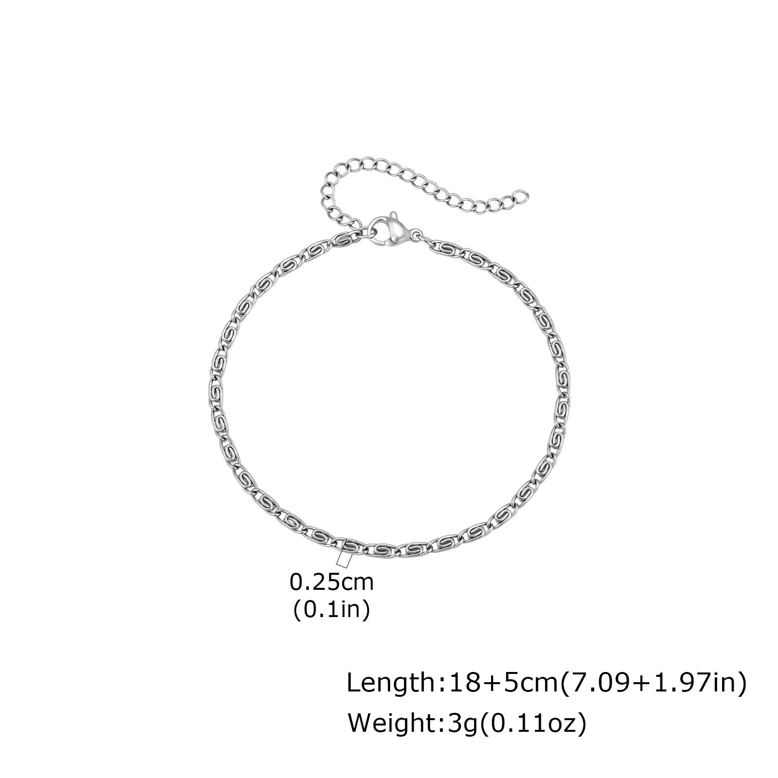 

Stainless Steel S-Curb Link Bracelet 18K Gold Plated Adjustable Minimal Hand Chain Wrist Non Tarnish Jewelry for Women
