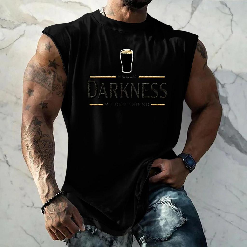 Men Sleeveless Tank Top Muscle Shirt with Beer Graphic Print Casual Summer Vest Lightweight Cotton Blend Comfortable Fit
