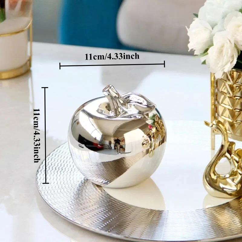 

11см Скандинавские Креативные Керамические Яблоки Ручной Работы Простые Покрытые Серебром Золотые Яблочные Украшения Рождественский Праздничный Подарок Домашний Офисный Декор серебряный