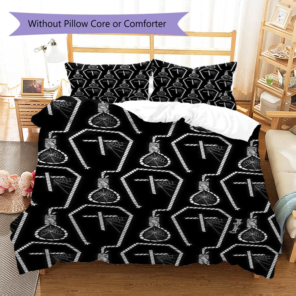 Bettwäsche mit Satansymbol-Muster, Steppbett-Set Bettbezug Kissenbezug Heim-Geburtstagsgeschenk (1 Bettbezug + 2 Kissenbezüge, ohne Füllung)