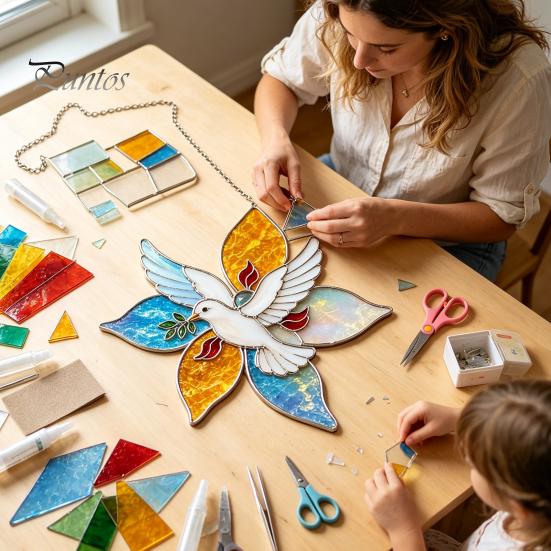 Relaxing Handcraft Gifts Christian Suncatcher DIY Kit, Stained Glass Style Religious Sun Catcher, Spiritual Home Decoration Crafts Iridescent Hanging