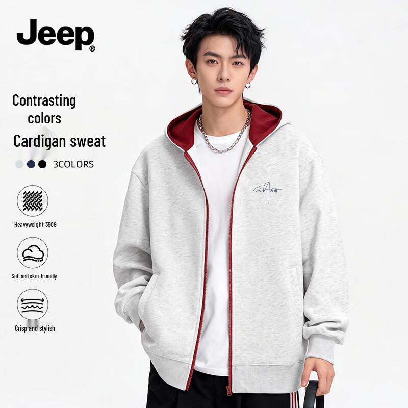 JEEP Men s Colorblock Full-Zip Hoodie L