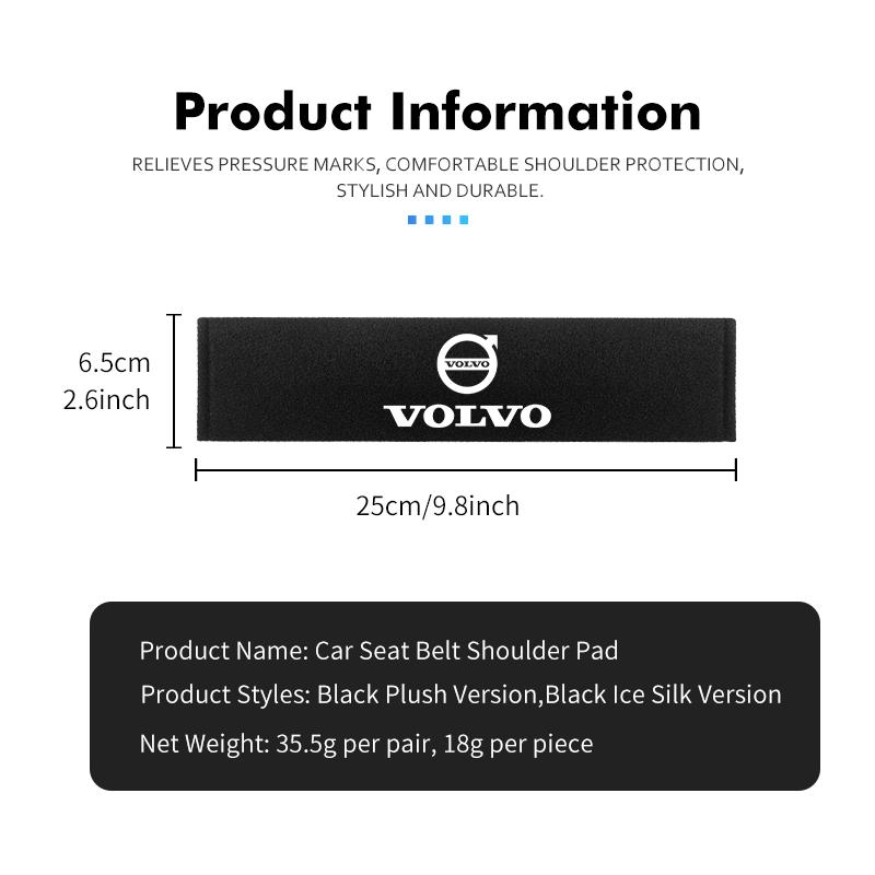 Car Safety Belt Shoulder Cover Strap Padding Protector Pad For Volvo V40 V60 C30 C70 S60 S80 S90 XC40 XC60 XC70 XC90 T6