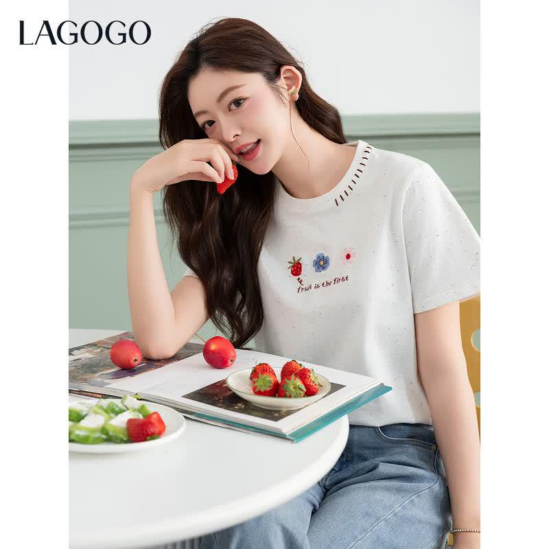 LAGOGO Women s Embroidered Spring T-Shirt M
