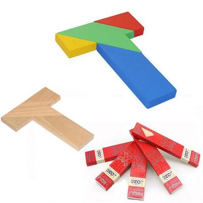 New T Shape Wooden Tangram Puzzle Montessori Geometric Pattern Stress Relief Family Interaction Adult Educational Toys for Children