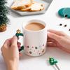 Christmas Gift Mug with Lid Spoon Ceramic Cup Male and Female Couple Coffee Cup Student Water Cup Home Breakfast Cup