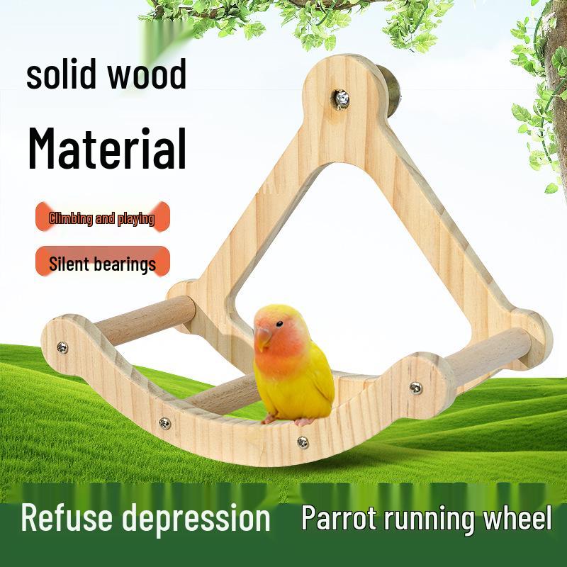 Parrot Budgie Treadmill Toy: Rotating Pirate Ship with Swing Ladder for Boredom Relief & Claw Grinding.