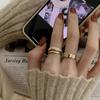 Student Korean Version of Simple White Fritillary Double-layer Ring Niche Design Index Finger Ring Trendy Fashion Personality Octagonal Jewelry