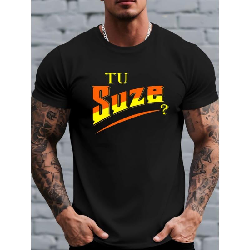 

Европейские размеры Мужская футболка с принтом Suze с коротким рукавом - Мягкая дышащая черная повседневная футболка с культовым Suze, Топ с круглым вырезом, укороченный S чёрный