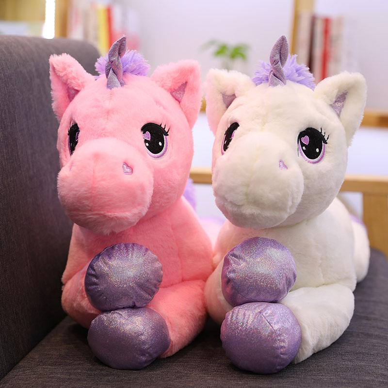 110cm New Giant Size Unicorn Plush Toys Pink& White Unicorn Stuffed Animal Horse Toy Soft  Doll Surprise Gift for Children