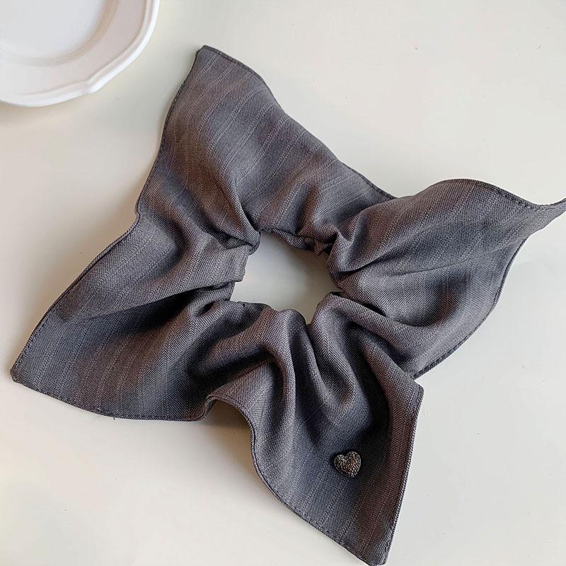 Korean Stripe Heart Scarf Scrunchie: High-End Oversized Hair Tie for Women