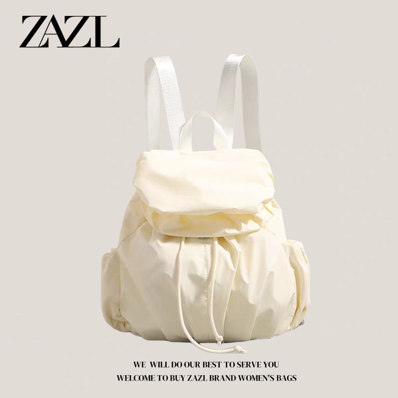 

Zazl Niche Style Ins Style Large Capacity Backpack Bags Female 2025 New Arrival Work Commuter Bag Student Class Schoolbag Beige White