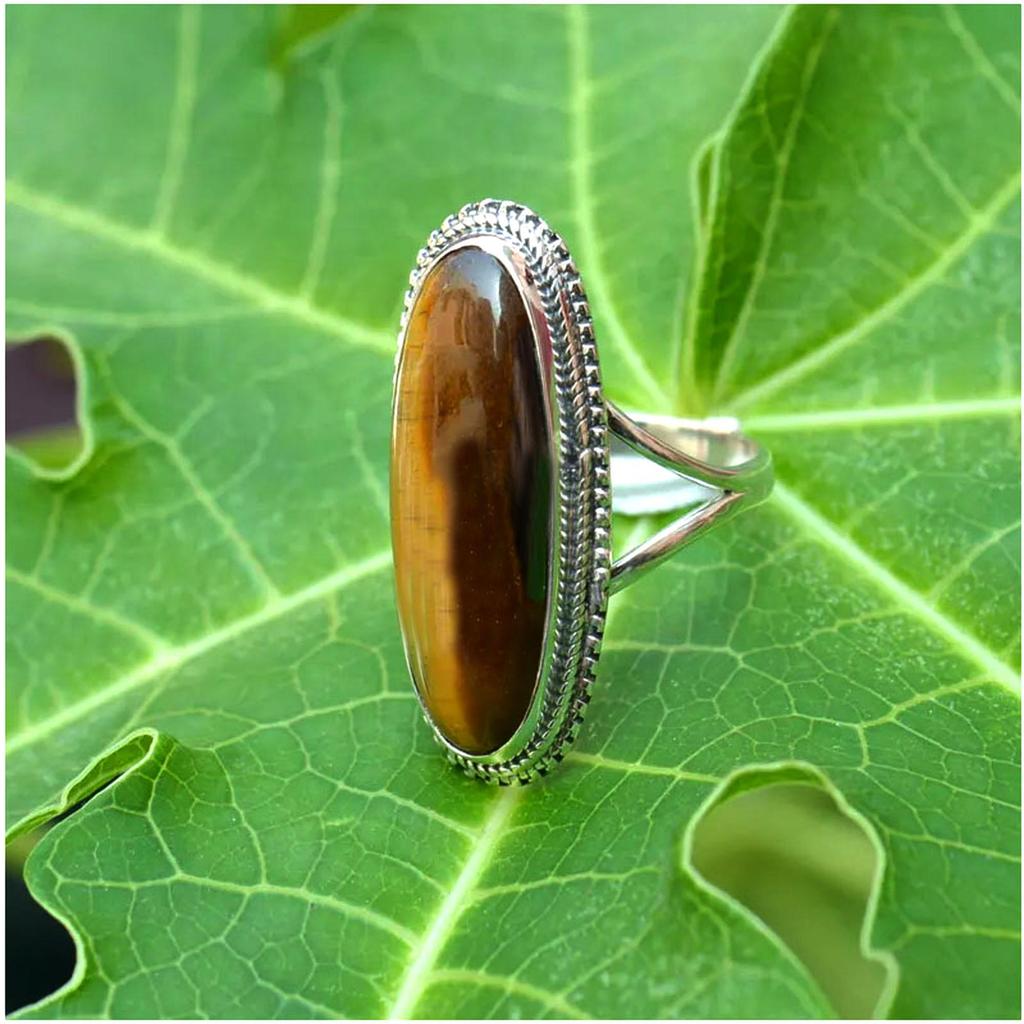 Tiger Eye 925 Sterling Silver Ring – Handmade Gemstone Jewelry