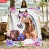 2D Flat 1pc Floral Horse Outdoor Ultra Soft, Portable Flannel Blanket -Lightweight Home Furnishings Bedding Blanket Suitable for Travel Camping Living