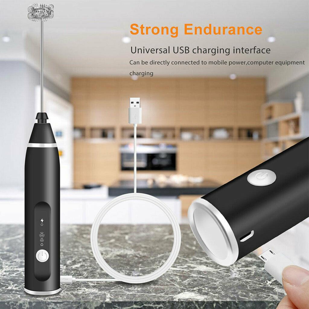 Milchaufschäumer 3 Geschwindigkeiten Kaffee Elektrisch Getränke Ei Aufschäumer Schaumbildner Mixer USB Wiederaufladbar Handheld Lebensmittelmixer Backwerkzeuge