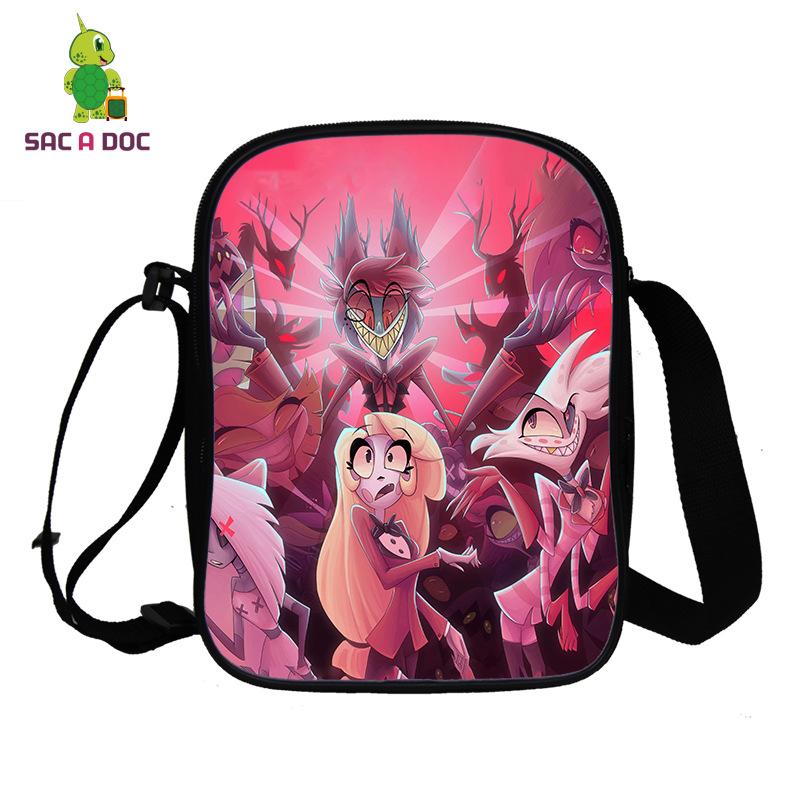 Hell Inn Animation Peripheral Crossbody Student School Bag 3D Full Color Printing Double Shoulder Bag