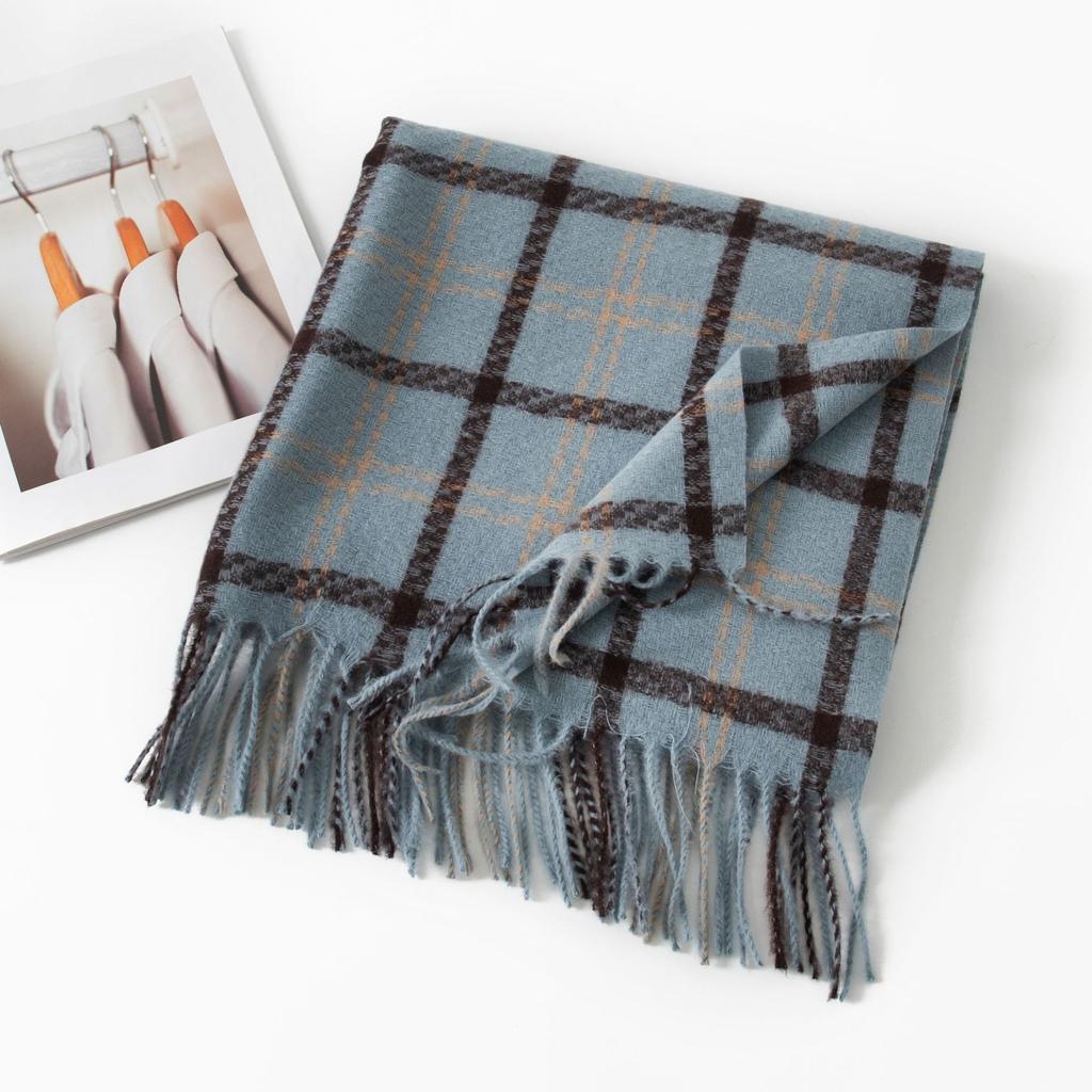 New Korean Sweet and Warm Imitation Cashmere Scarf Plaid Student Couple Winter Thickened Warm Long Scarf