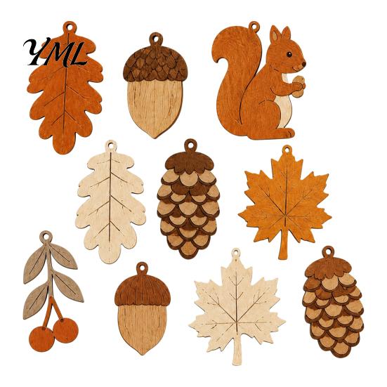 Sustainable Gift for Her Fall Wooden Garland Decor, Rustic Autumn Hanging Ornament with Squirrel Sun Bleached Wood Art Maple Leaf Pinecone,