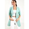Women's Professional Blazer Coat Solid Color Casual Double Breasted Mid Length Blazers Suit Jacket