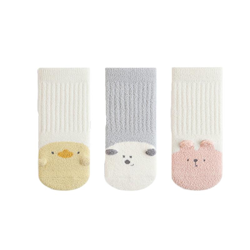 3 Pairs of Thick Infant and Toddler Mid-Tube Socks for Autumn and Winter