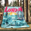1pc London Landmarks Throw Blanket Polyester Fiber, Lightweight Flannel, Soft & Warm, All Season Use for Outdoor, Camping