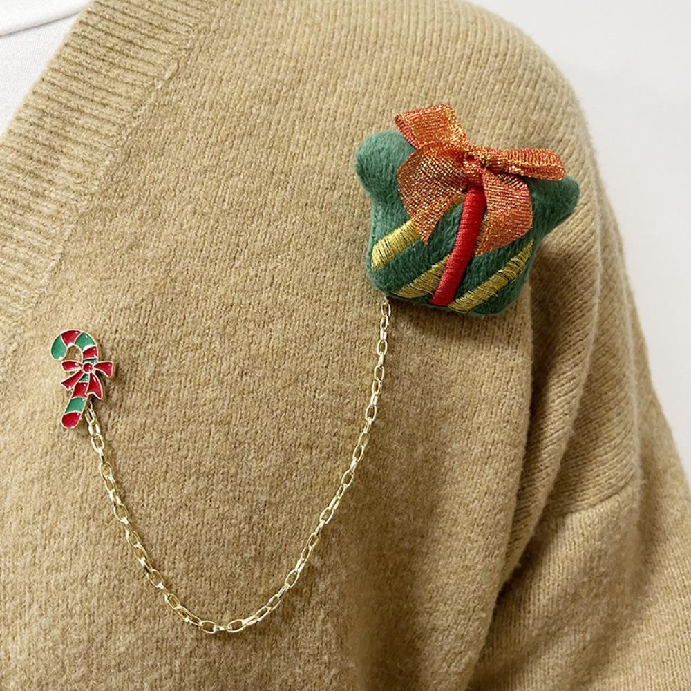 Snowman Elk Plush Chain Brooch Santa Claus Clothes Badge Pins Fashion Christmas Brooch  Xmas Gifts