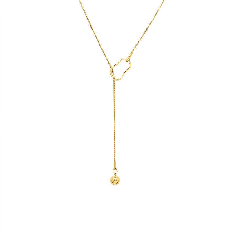 Hot Selling Geometric Ball Tassel Adjustable Winter Sweater Necklace Titanium Steel Sweater Chain for Women
