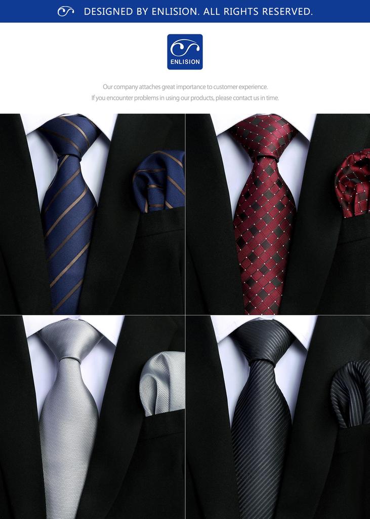 [Enlision] Men's Business Ties, Set of 4, Silk, Washable, for Job Hunting, Recruitment, Entrance Ceremonies, Graduation Ceremonies, Coming-of-Age Cere